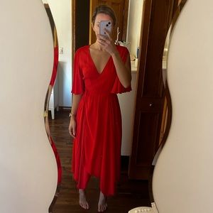 Evernew red orange dress